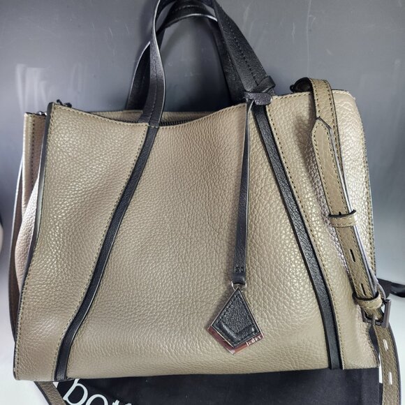 Botkier Leather Tote Crossbody Bag Shoulder Purse Gray Taupe Black